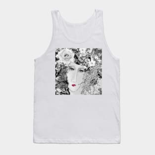 Black and white Modigliani with red lips Tank Top